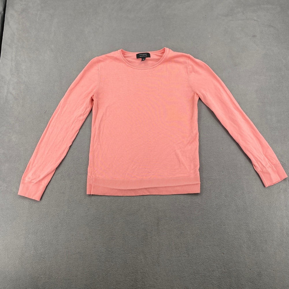 Banana Republic Forever Sweater Womens XS Coral Pink Crew Neck Long Sleeve Knit